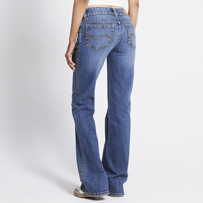 Low waist bootcut jeans "Paris Stitch" Mid wash